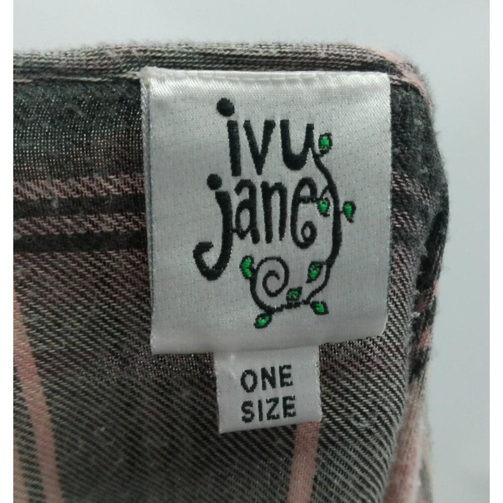 Ivy Jane Plaid Poncho Women's One Size Pink Gray Tassel Trim Shoulder Cutouts - Picture 2 of 9